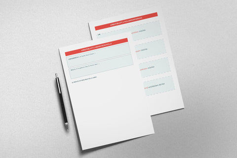 Arbeitsblätter aus dem Workbook Prompt uo your Life – Übungen für Selbstreflexion, Rollensortierung und neue Lebensrollen zur Zukunftsgestaltung.